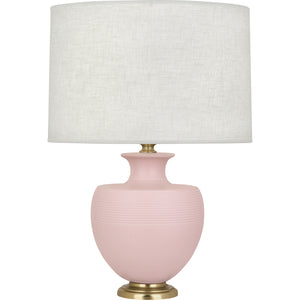 Robert Abbey Matte Woodrose Michael Berman Atlas Table Lamp Matte Woodrose Glazed Ceramic with Modern Brass Accents Oyster Linen Shade