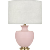 Robert Abbey Matte Woodrose Michael Berman Atlas Table Lamp Matte Woodrose Glazed Ceramic with Modern Brass Accents Oyster Linen Shade