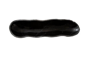 Phillips Collection Aragonite Canoe Bowl, Black Medium – Handcrafted Organic Décor with Unique Veining for Modern Spaces MX106896
