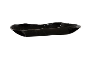 Phillips Collection Aragonite Canoe Bowl, Black Medium – Handcrafted Organic Décor with Unique Veining for Modern Spaces MX106896