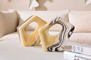 Phillips Collection Onyx Triangle Sculpture - Stunning Zebra Patterned Natural Stone Accent for Modern Home Décor MX114026
