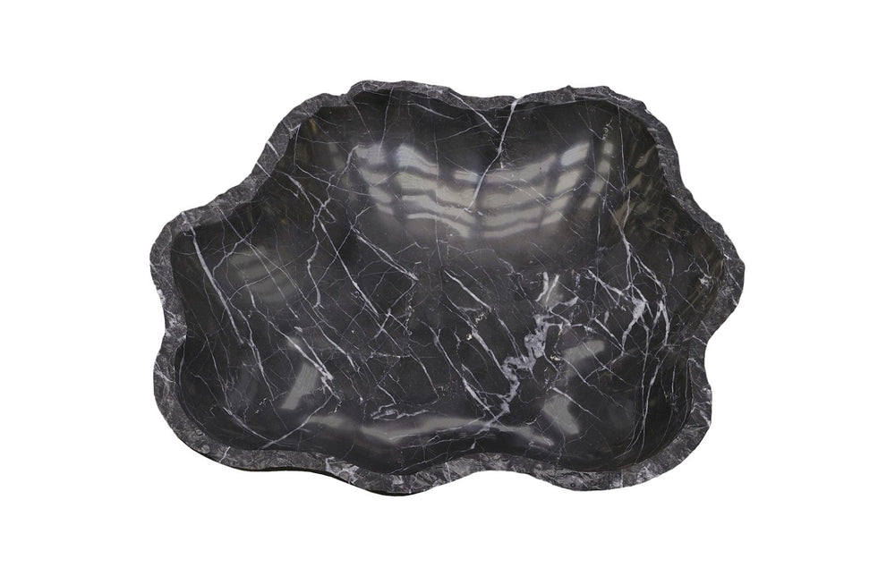 Phillips Collection Marble Bowl - Elegant Black Design With White Veins, Natural Beauty For Home Décor And Style Black Marble Mx114510