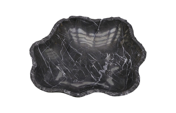 Phillips Collection Marble Bowl - Elegant Black Design With White Veins, Natural Beauty For Home Décor And Style Black Marble Mx114510