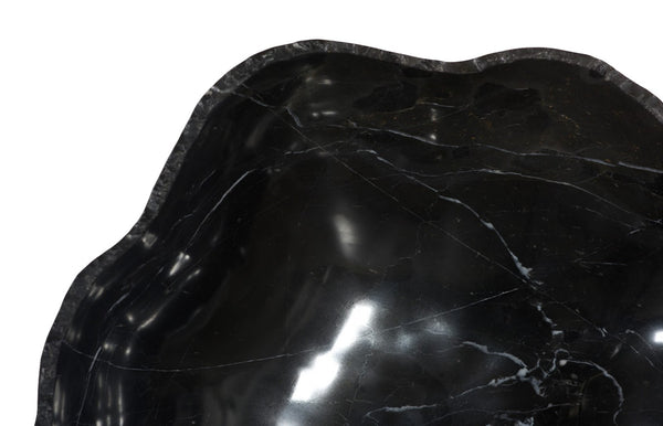 Phillips Collection Marble Black Bowl - Handcrafted Natural Elegance with Unique White Veining for Home Decor & Styling MX114510
