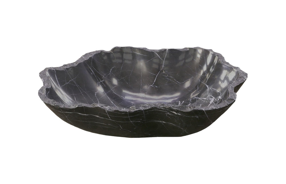 Phillips Collection Marble Bowl - Elegant Black Design With White Veins, Natural Beauty For Home Décor And Style Black Marble Mx114510