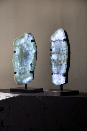 Phillips Collection Onyx Fluorite Stone Table Lamp with Black Base Sculptural Ambient Bedroom Glow MX114564