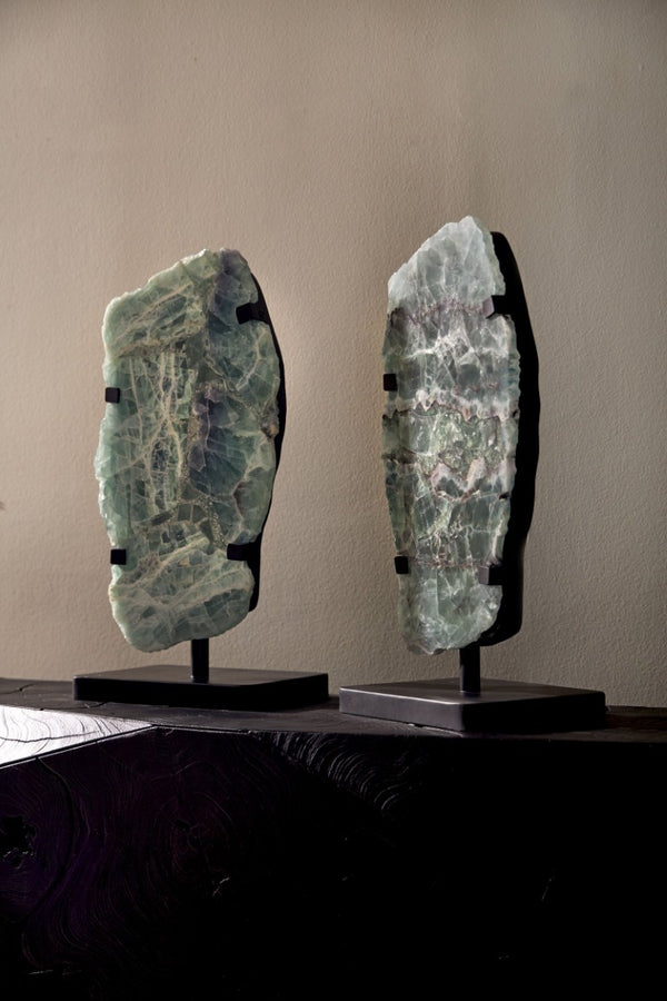 Phillips Collection Onyx Fluorite Stone Table Lamp with Black Base Sculptural Ambient Bedroom Glow MX114564