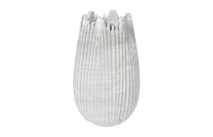 Phillips Collection Marble Cocoon Vase – Exquisite Natural Marble Craftsmanship With Elegant Ridged Textures For Décor White Marble Mx118483