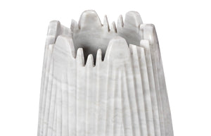 Phillips Collection Marble Cocoon Vase – Exquisite Natural Marble Craftsmanship With Elegant Ridged Textures For Décor White Marble Mx118483