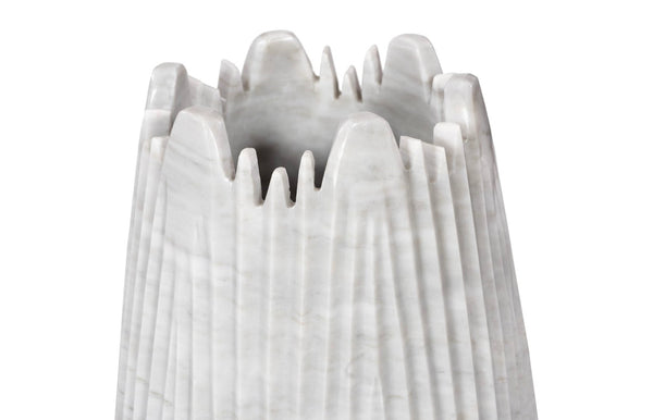 Phillips Collection Marble Cocoon Vase – Exquisite Natural Marble Craftsmanship With Elegant Ridged Textures For Décor White Marble Mx118483
