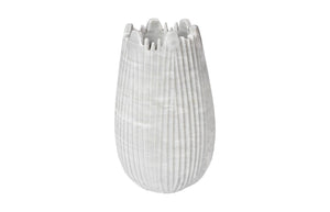 Phillips Collection Marble Cocoon Vase – Exquisite Natural Marble Craftsmanship With Elegant Ridged Textures For Décor White Marble Mx118483