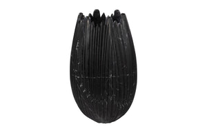 Phillips Collection Marble Cocoon Vase – Exquisite Natural Marble Craftsmanship With Elegant Ridged Textures For Décor Black Marble Mx118484