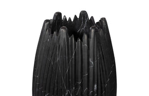 Phillips Collection Marble Cocoon Vase – Exquisite Natural Marble Craftsmanship With Elegant Ridged Textures For Décor Black Marble Mx118484