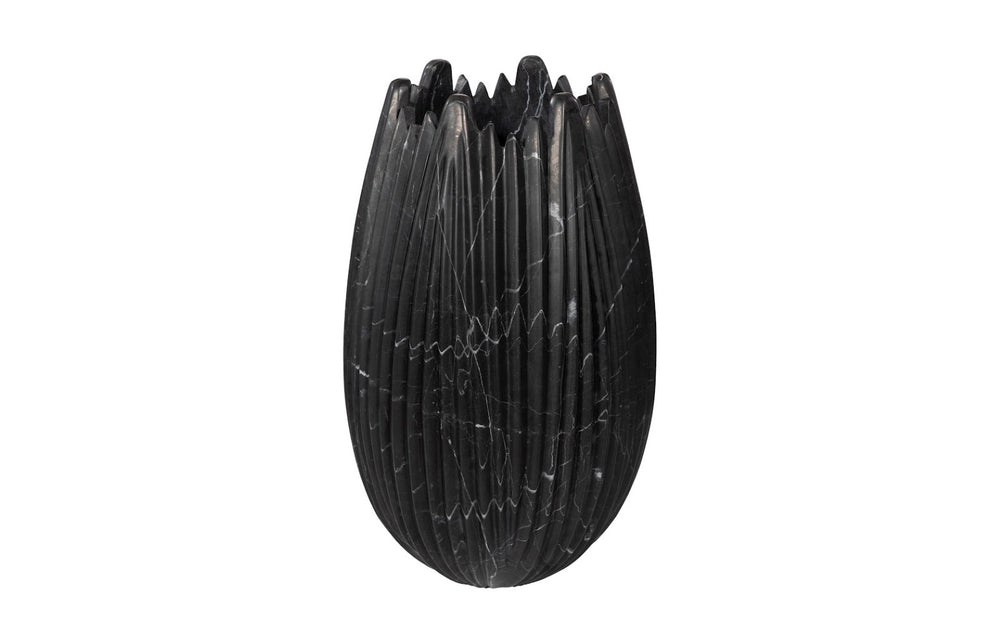 Phillips Collection Marble Cocoon Vase - Hand-Carved Natural Stone Art Piece for Elegant Floral Arrangements & Décor Black, Large MX118484