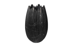 Phillips Collection Marble Cocoon Vase – Exquisite Natural Marble Craftsmanship With Elegant Ridged Textures For Décor Black Marble Mx118484