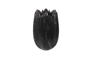 Phillips Collection Marble Cocoon Vase – Exquisite Natural Marble Craftsmanship With Elegant Ridged Textures For Décor Black Marble Mx118486