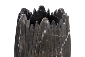 Phillips Collection Marble Cocoon Vase – Exquisite Natural Marble Craftsmanship With Elegant Ridged Textures For Décor Black Marble Mx118486