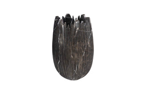 Phillips Collection Marble Cocoon Vase – Exquisite Natural Marble Craftsmanship With Elegant Ridged Textures For Décor Black Marble Mx118486