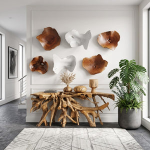 Phillips Collection Arruga Carved Wood Wall Art with Bleached Grain Rings for Coastal Minimalist Decor Brown 18 L x 3 W x 22 H MX121878