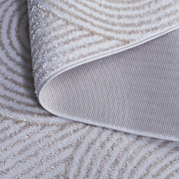 Safavieh Maya Contemporary Round Area Rug - Elegant Ivory And Beige Design For Modern Home Décor Ivory ,Beige 28%  Jute,23% Polyester Shrink,20% Polyester,15% Adhesive Material,14% Polyester Flash Mya102a-7r