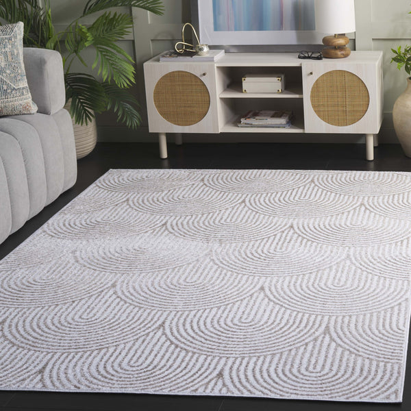 Safavieh Maya Contemporary Round Area Rug - Elegant Ivory And Beige Design For Modern Home Décor Ivory ,Beige 28%  Jute,23% Polyester Shrink,20% Polyester,15% Adhesive Material,14% Polyester Flash Mya102a-7r