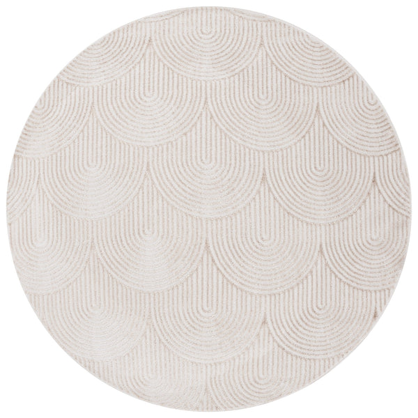 Safavieh Maya Contemporary Round Area Rug - Elegant Ivory And Beige Design For Modern Home Décor Ivory ,Beige 28%  Jute,23% Polyester Shrink,20% Polyester,15% Adhesive Material,14% Polyester Flash Mya102a-7r