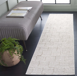 Safavieh Maya Modern Geometric Area Rug - Elegant Ivory And Beige Design For Stylish Living Spaces Ivory ,Beige 28%  Jute,23% Polyester Shrink,20% Polyester,15% Adhesive Material,14% Polyester Flash Mya107a-7sq
