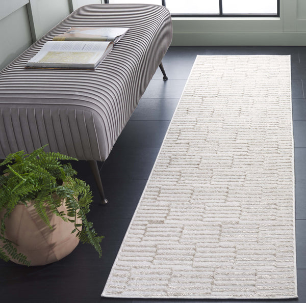 Safavieh Maya Modern Geometric Area Rug - Elegant Ivory And Beige Design For Stylish Living Spaces Ivory ,Beige 28%  Jute,23% Polyester Shrink,20% Polyester,15% Adhesive Material,14% Polyester Flash Mya107a-7sq