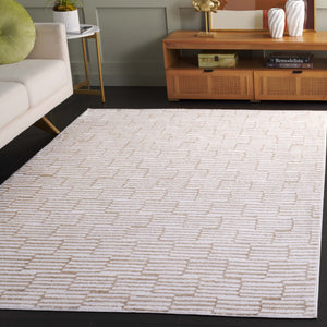 Safavieh Maya Modern Geometric Area Rug - Elegant Ivory And Beige Design For Stylish Living Spaces Ivory ,Beige 28%  Jute,23% Polyester Shrink,20% Polyester,15% Adhesive Material,14% Polyester Flash Mya107a-7sq