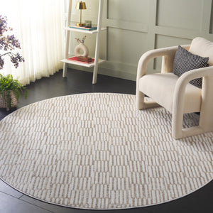 Safavieh Maya Modern Geometric Area Rug - Elegant Ivory And Beige Design For Stylish Living Spaces Ivory ,Beige 28%  Jute,23% Polyester Shrink,20% Polyester,15% Adhesive Material,14% Polyester Flash Mya107a-7sq
