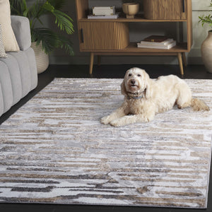 Safavieh Maya Modern Abstract Area Rug In Elegant Ivory And Grey Beige - Perfect For Any Room Décor Ivory ,Grey Beige 28%  Jute,23% Polyester Shrink,20% Polyester,15% Adhesive Material,14% Polyester Flash Mya110a-7r