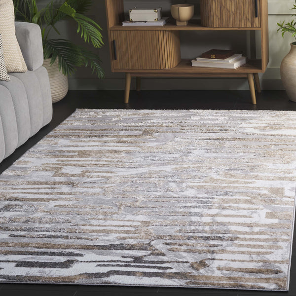 Safavieh Maya Modern Abstract Area Rug In Elegant Ivory And Grey Beige - Perfect For Any Room Décor Ivory ,Grey Beige 28%  Jute,23% Polyester Shrink,20% Polyester,15% Adhesive Material,14% Polyester Flash Mya110a-7r