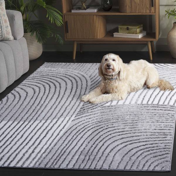 Safavieh Maya Plush Comfort Area Rug - Elegant Modern Design In Soothing Shades For Contemporary Spaces Ivory ,Grey 28%  Jute,23% Polyester Shrink,20% Polyester,15% Adhesive Material,14% Polyester Flash Mya115a-28