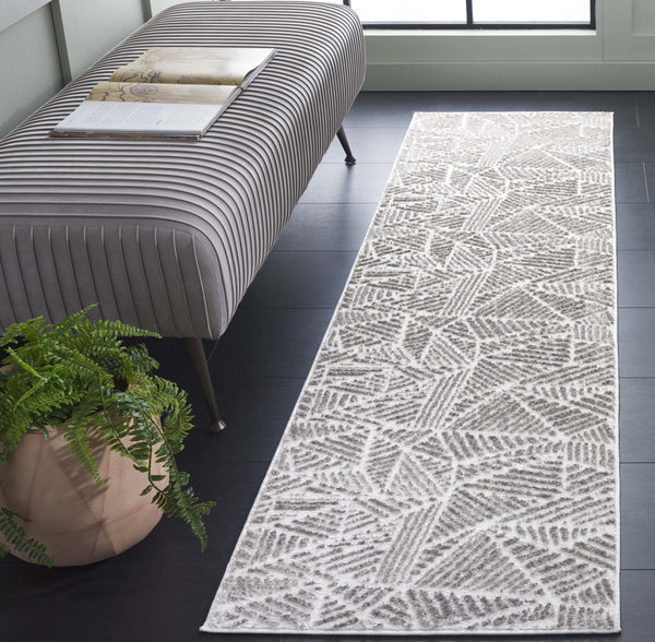 Safavieh Maya Modern Abstract Runner Rug In Striking Ivory And Grey - Durable, Stylish Home Decor Accent Ivory ,Grey 28%  Jute,23% Polyester Shrink,20% Polyester,15% Adhesive Material,14% Polyester Flash Mya116a-7sq