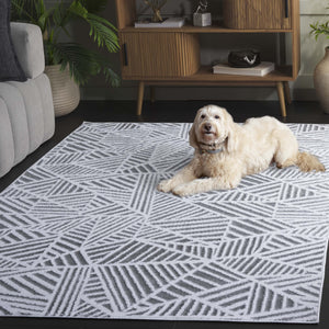 Safavieh Maya Modern Abstract Runner Rug In Striking Ivory And Grey - Durable, Stylish Home Decor Accent Ivory ,Grey 28%  Jute,23% Polyester Shrink,20% Polyester,15% Adhesive Material,14% Polyester Flash Mya116a-7sq