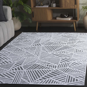 Safavieh Maya Modern Abstract Runner Rug In Striking Ivory And Grey - Durable, Stylish Home Decor Accent Ivory ,Grey 28%  Jute,23% Polyester Shrink,20% Polyester,15% Adhesive Material,14% Polyester Flash Mya116a-7sq