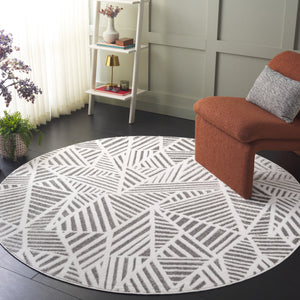 Safavieh Maya Modern Abstract Runner Rug In Striking Ivory And Grey - Durable, Stylish Home Decor Accent Ivory ,Grey 28%  Jute,23% Polyester Shrink,20% Polyester,15% Adhesive Material,14% Polyester Flash Mya116a-7sq