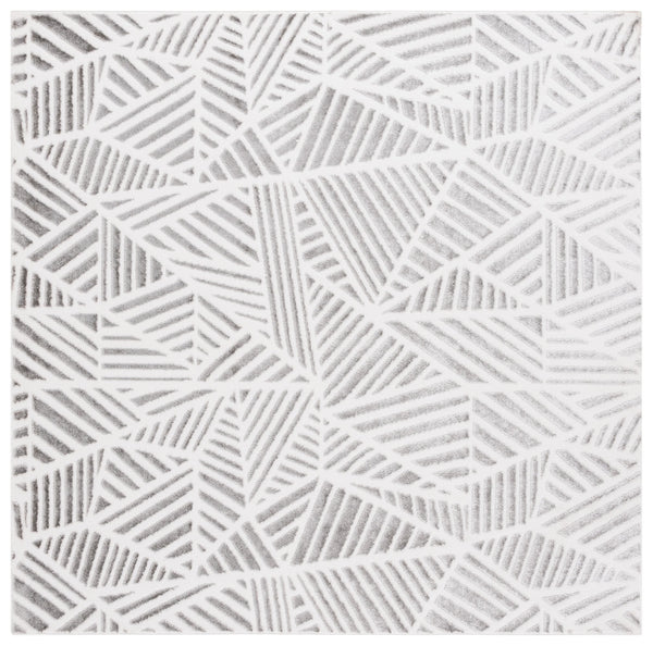 Safavieh Maya Modern Abstract Runner Rug In Striking Ivory And Grey - Durable, Stylish Home Decor Accent Ivory ,Grey 28%  Jute,23% Polyester Shrink,20% Polyester,15% Adhesive Material,14% Polyester Flash Mya116a-7sq