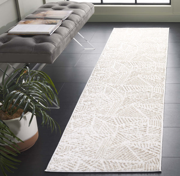 Safavieh Maya Modern Abstract Runner Rug In Striking Ivory And Grey - Durable, Stylish Home Decor Accent Ivory ,Beige 28%  Jute,23% Polyester Shrink,20% Polyester,15% Adhesive Material,14% Polyester Flash Mya116b-28