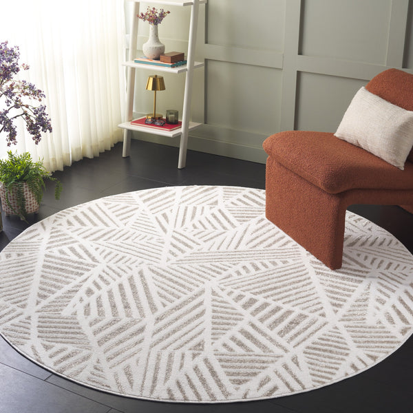 Safavieh Maya Modern Abstract Runner Rug In Striking Ivory And Grey - Durable, Stylish Home Decor Accent Ivory ,Beige 28%  Jute,23% Polyester Shrink,20% Polyester,15% Adhesive Material,14% Polyester Flash Mya116b-28