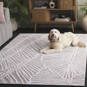 Safavieh Maya Modern Area Rug With Abstract Leaf Motifs For Elegant Home Décor - Crafted In Egypt Ivory 28%  Jute,23% Polyester Shrink,20% Polyester,15% Adhesive Material,14% Polyester Flash Mya117a-7sq