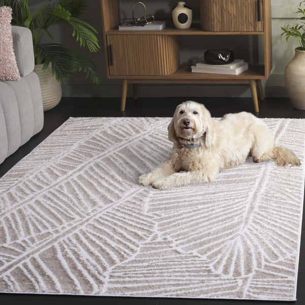 Safavieh Maya Modern Area Rug With Abstract Leaf Motifs For Elegant Home Décor - Crafted In Egypt Ivory 28%  Jute,23% Polyester Shrink,20% Polyester,15% Adhesive Material,14% Polyester Flash Mya117a-7sq