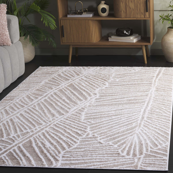 Safavieh Maya Modern Area Rug With Abstract Leaf Motifs For Elegant Home Décor - Crafted In Egypt Ivory 28%  Jute,23% Polyester Shrink,20% Polyester,15% Adhesive Material,14% Polyester Flash Mya117a-7sq