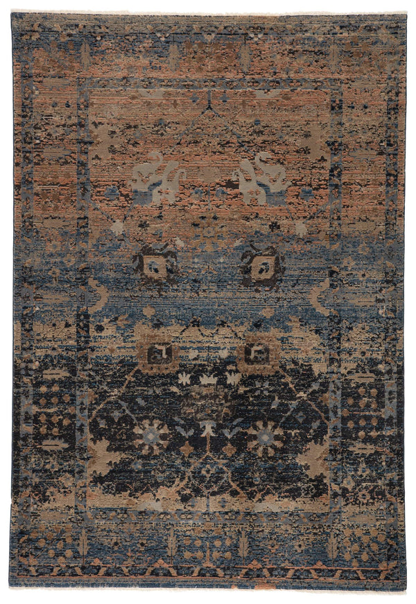 Jaipur Living Vibe by Jaipur Living Distressed Turkish Style Area Rug with Fringe Trim Room Blue 9'6"X12'7" RUG146768
