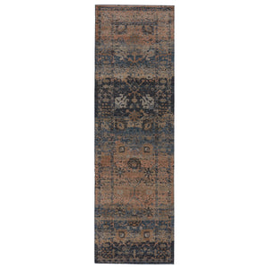 Jaipur Living Vibe by Jaipur Living Distressed Turkish Style Area Rug with Fringe Trim Room Blue 2'6"X8' RUG146766