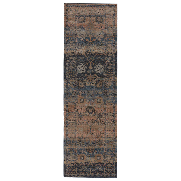 Jaipur Living Vibe by Jaipur Living Distressed Turkish Style Area Rug with Fringe Trim Room Blue 2'6"X8' RUG146766