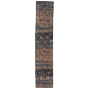 Jaipur Living Vibe by Jaipur Living Distressed Turkish Style Area Rug with Fringe Trim Room Blue 2'6"X12' RUG146767