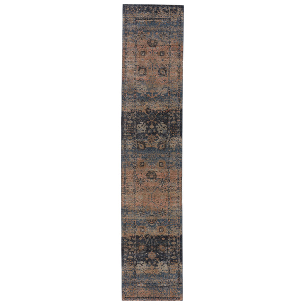 Jaipur Living Vibe by Jaipur Living Distressed Turkish Style Area Rug with Fringe Trim Room Blue 2'6"X12' RUG146767