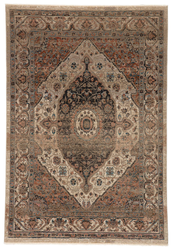 Jaipur Living Vibe by Jaipur Living Irenea Distressed Medallion Rug Fringed Vintage Turkish Style 5' X 7'6" RUG146769