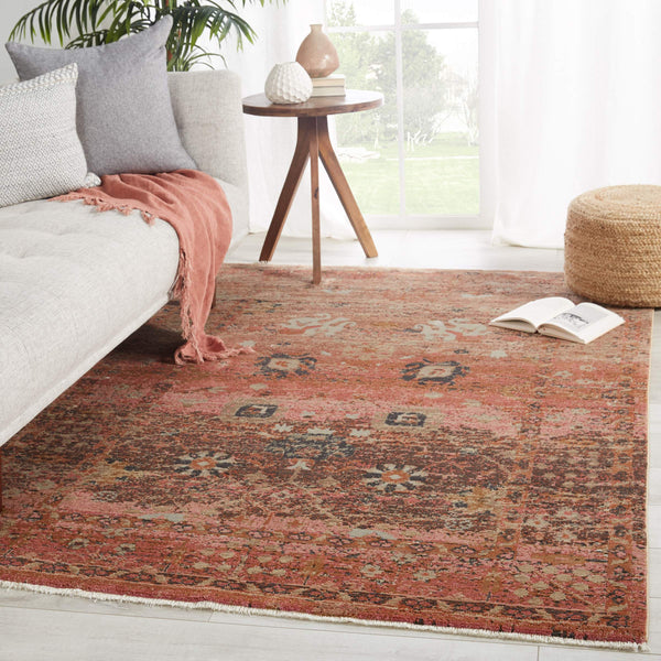 Jaipur Living Vibe by Jaipur Living Distressed Turkish Style Area Rug with Fringe Trim Room Pink 9'6"X12'7" RUG146832
